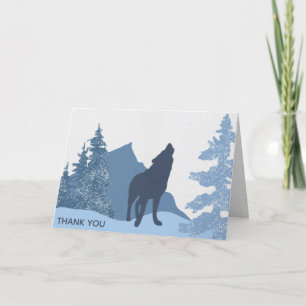 Baby shower Wolf Mountain Forest Boy Bedankkaart