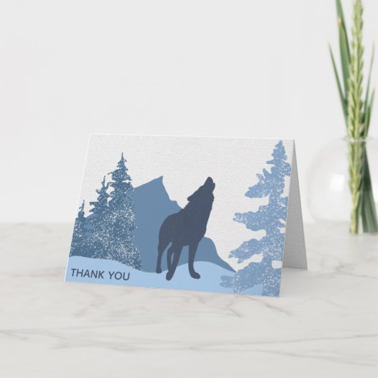 Baby shower Wolf Mountain Forest Boy Bedankkaart (Voorkant)