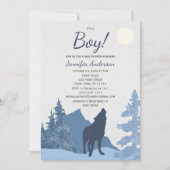 Baby shower Wolf Mountain Forest Boy Kaart (Voorkant)