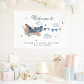 Baby shower wolken vliegtuig Welkom Spandoek