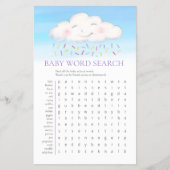 Baby shower wolken woord zoeken baby match spel flyer (Voorkant)
