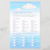 Baby shower wolken woord zoeken baby match spel flyer (Achterkant)