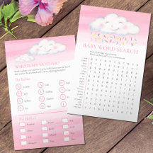 Baby shower wolken woord zoeken baby match spel