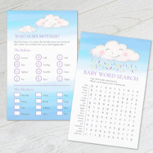 Baby shower wolken woord zoeken baby match spel
