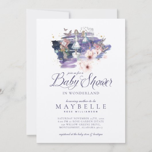 Baby shower Wonderland Magical Alice in Wonderland Kaart (Voorkant)
