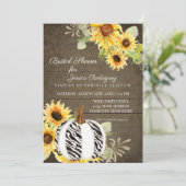 Baby shower Wooden Sunflower Floral Zebra Pumpkin Kaart (Staand voorkant)