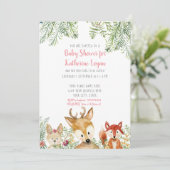 Baby shower Woodland Animals Boho Deer Fox Bunny Kaart (Staand voorkant)