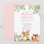 Baby shower Woodland Animals Boho Deer Fox Bunny Kaart (Voorkant / Achterkant)