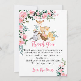 Baby shower Woodland Animals Girl Pink Kaart