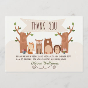 Baby shower Woodland Animals Hartelijk dank Bedankkaart