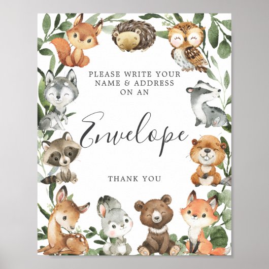 Baby shower Woodland Animals Poster (Voorkant)