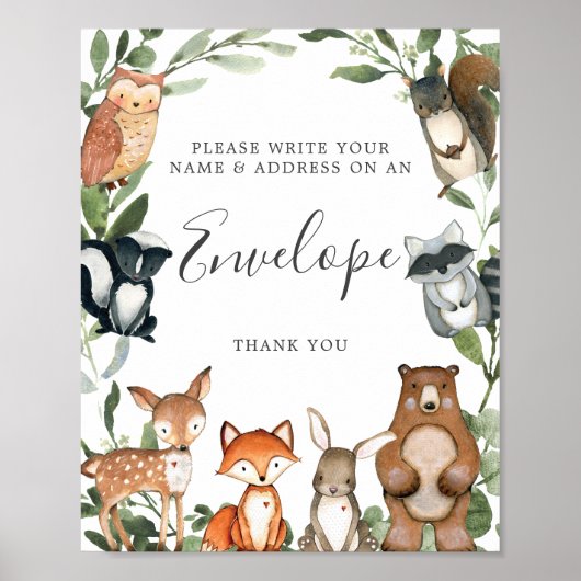 Baby shower Woodland Animals Poster (Voorkant)