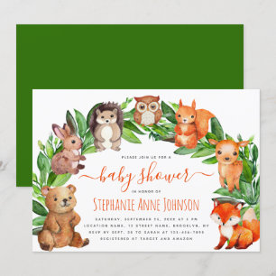 Baby shower Woodland Animals Waterverf Arch Schatt Kaart