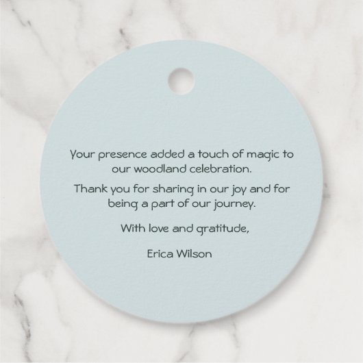 Baby shower Woodland Bedankjes Labels (Achterkant)