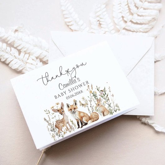 Baby shower Woodland Bedankkaart