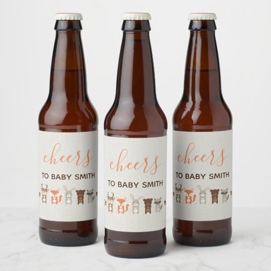 Baby shower Woodland Bier Etiket (Flessen)