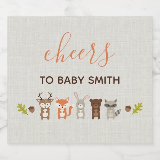 Baby shower Woodland Bier Etiket (Enkel label)