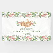 Baby shower Woodland Deer Floral Greenery Spandoek (Horizontaal)
