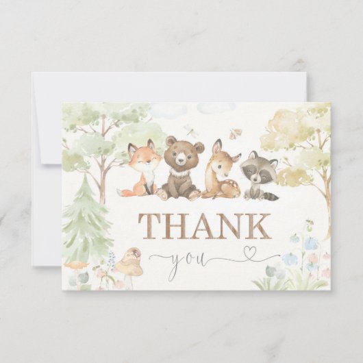 Baby Shower Woodland Dieren Bedankt (Voorkant)