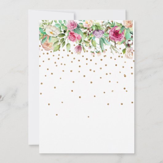 Baby shower Woodland Dieren Floral Pink Girl Kaart (Achterkant)