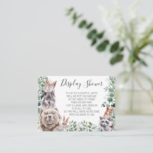 Baby shower Woodland Dieren Forest Visitekaartje (Staand voorkant)