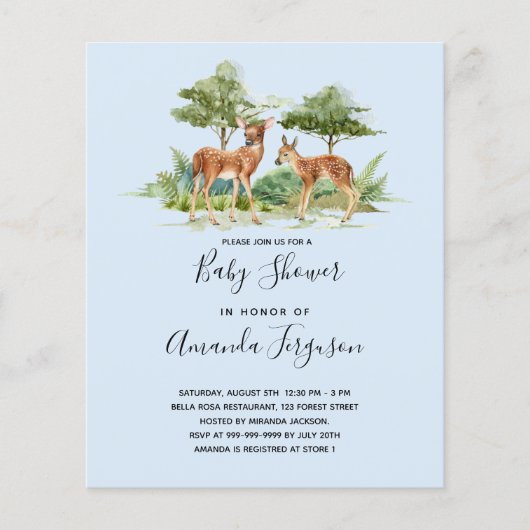 Baby shower Woodland Forest Animals Jongensuitnodi (Voorkant)