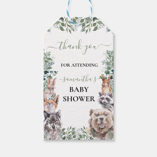 Baby shower Woodland Forest Animals Welkom Cadeaulabel (Voorkant)