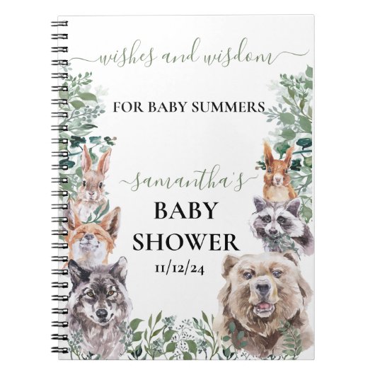 Baby shower Woodland Forest Animals Wisdom Notitieboek (Voorkant)