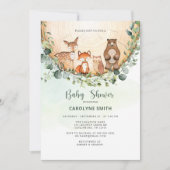 Baby shower Woodland Forest Greenery Wilde Dieren Kaart (Voorkant)