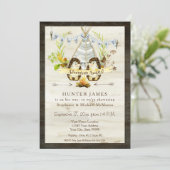 Baby shower Woodland Forest Tepee Hedgehog Wood Kaart (Staand voorkant)