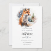 Baby shower Woodland | Fox-Baby shower Kaart (Voorkant)