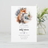 Baby shower Woodland | Fox-Baby shower Kaart (Staand voorkant)