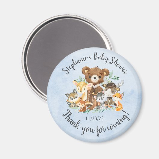 Baby shower Woodland Friends Boys Magneet (Voorkant / Achterkant)