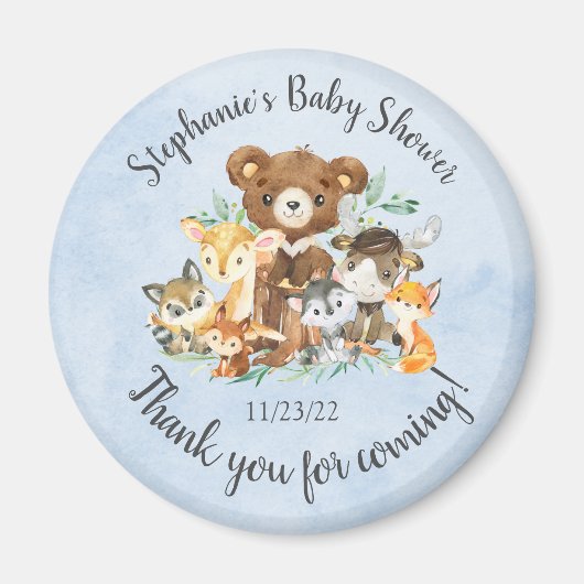 Baby shower Woodland Friends Boys Magneet (Voorkant)