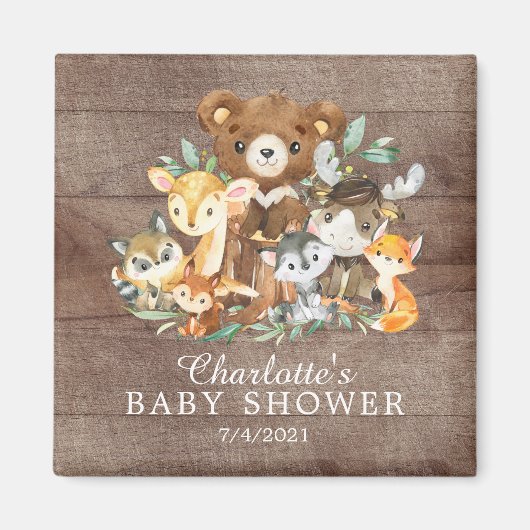 Baby shower Woodland Friends Boys Magneet (Voorkant)