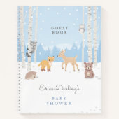 Baby shower Woodland | Gastboek winterbos Notitieboek (Voorkant)