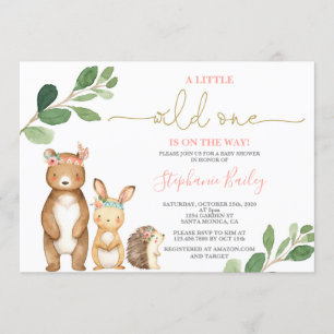 Baby shower Woodland girl Kaart