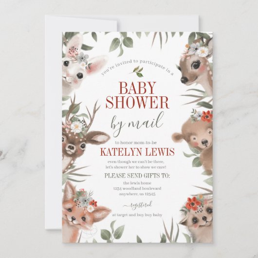 Baby shower Woodland Greenery per Mail Kaart (Voorkant)