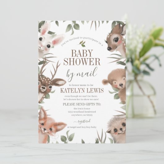 Baby shower Woodland Greenery per Mail Kaart (Staand voorkant)
