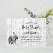 Baby shower Woodland Hare Birch Trees Kaart (Staand voorkant)