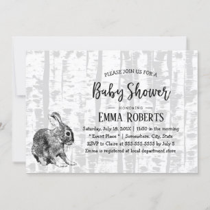 Baby shower Woodland Hare Birch Trees Kaart