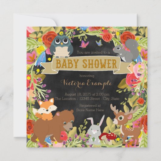 Baby shower Woodland Kaart (Voorkant)