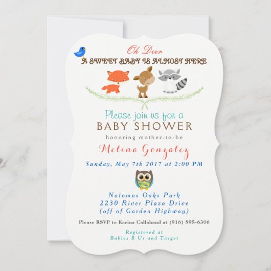Baby shower Woodland Kaart (Voorkant)