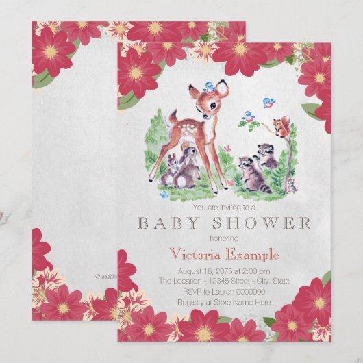  Baby shower Woodland Kaart (Voorkant / Achterkant)