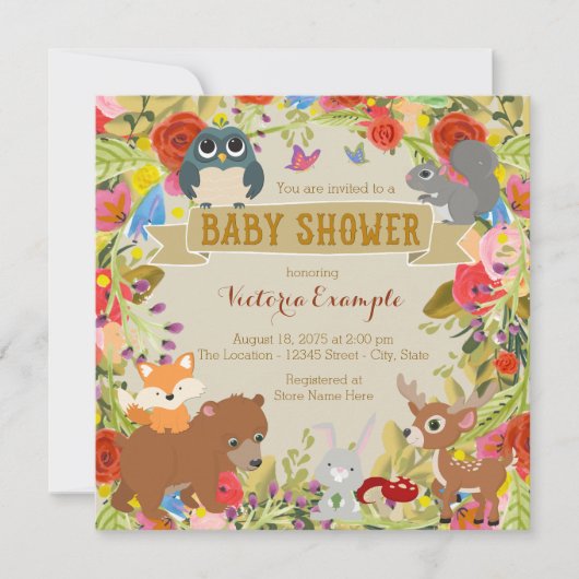 Baby shower Woodland Kaart (Voorkant)
