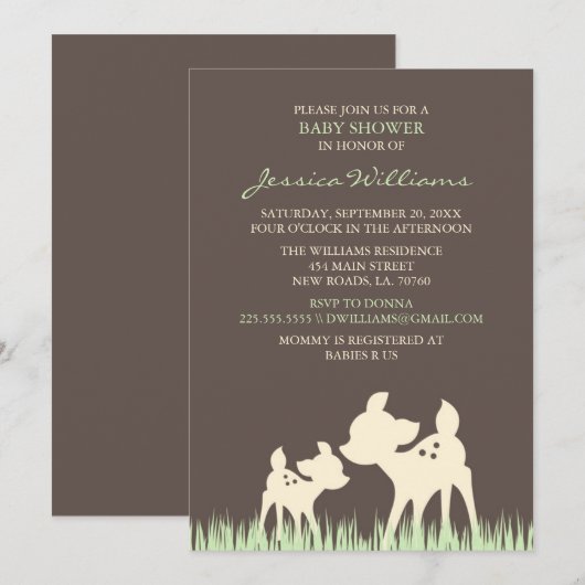 Baby shower Woodland Kaart (Voorkant / Achterkant)