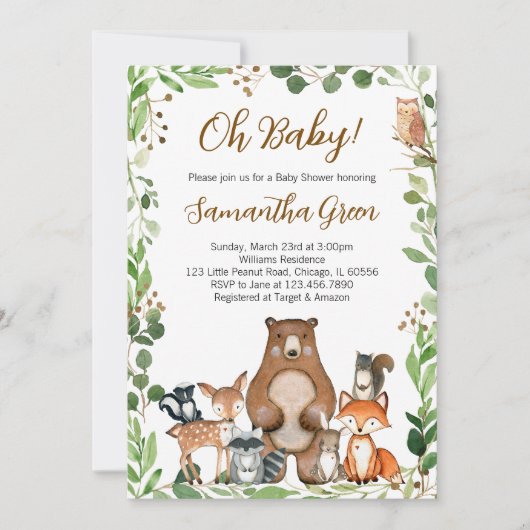 Baby shower Woodland Kaart (Voorkant)