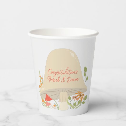 Baby shower Woodland Mushroom Papieren Bekers (Achterkant)