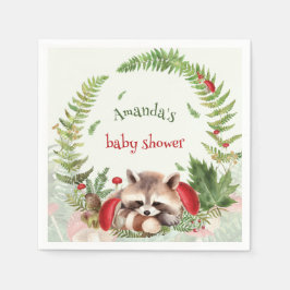 Baby shower Woodland Raccoon Servet