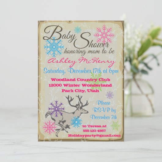 Baby shower Woodland Rendieren Uitnodigingen (Staand voorkant)